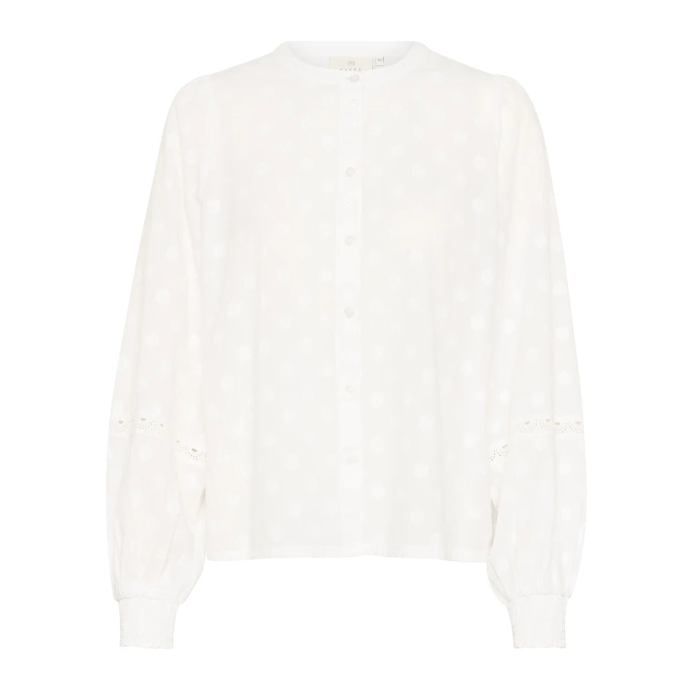 Kaffe Elegant Blus med Puffärmar White, Dam