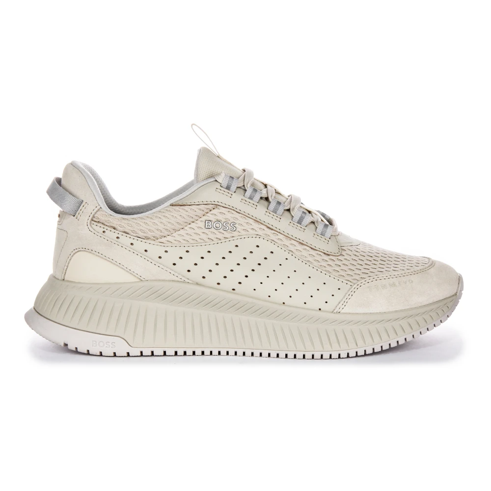 Hugo Men's Beige Suede Mesh Trainers In - Sneakers - 8 Uk - Shoes