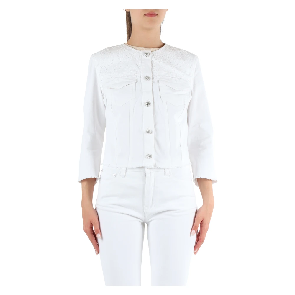 Guess Stretch Katoenen Kantjasje White Dames