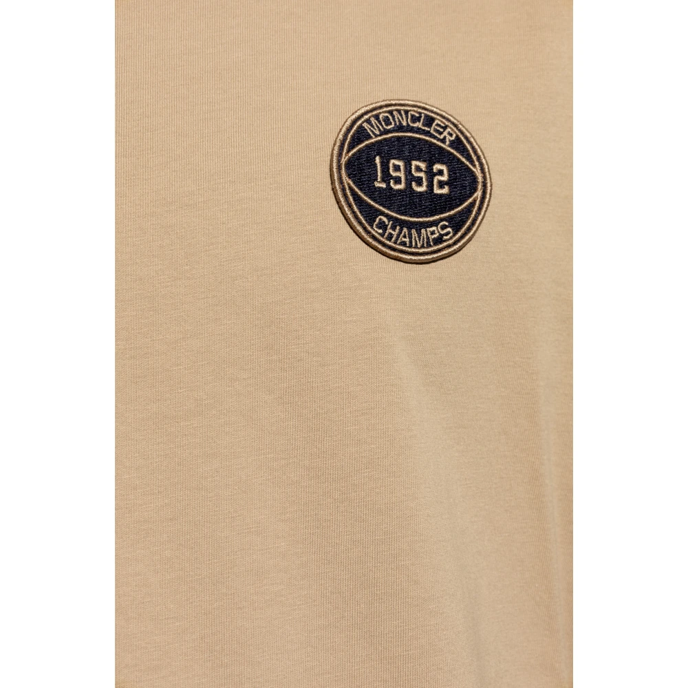 Moncler T-shirt met logopatch Beige Heren