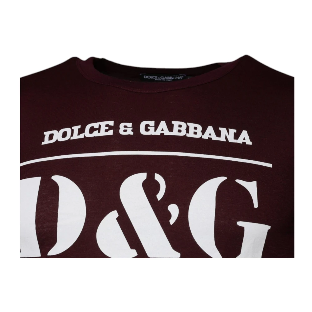 Dolce & Gabbana Grafische Crew Neck T-shirt Donkerrood Red Heren
