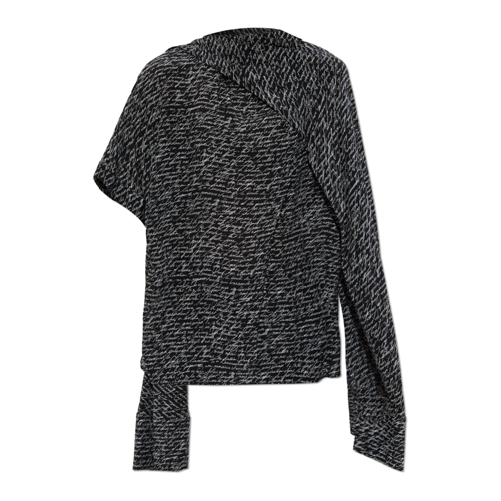 Balmain Women's Black Silk Top With Monogram