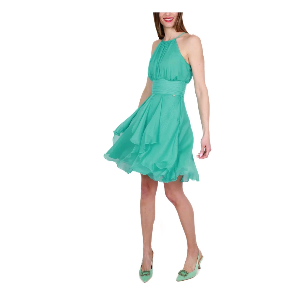 Liu Jo Groene Chiffon Elegante Korte Jurk Green Dames