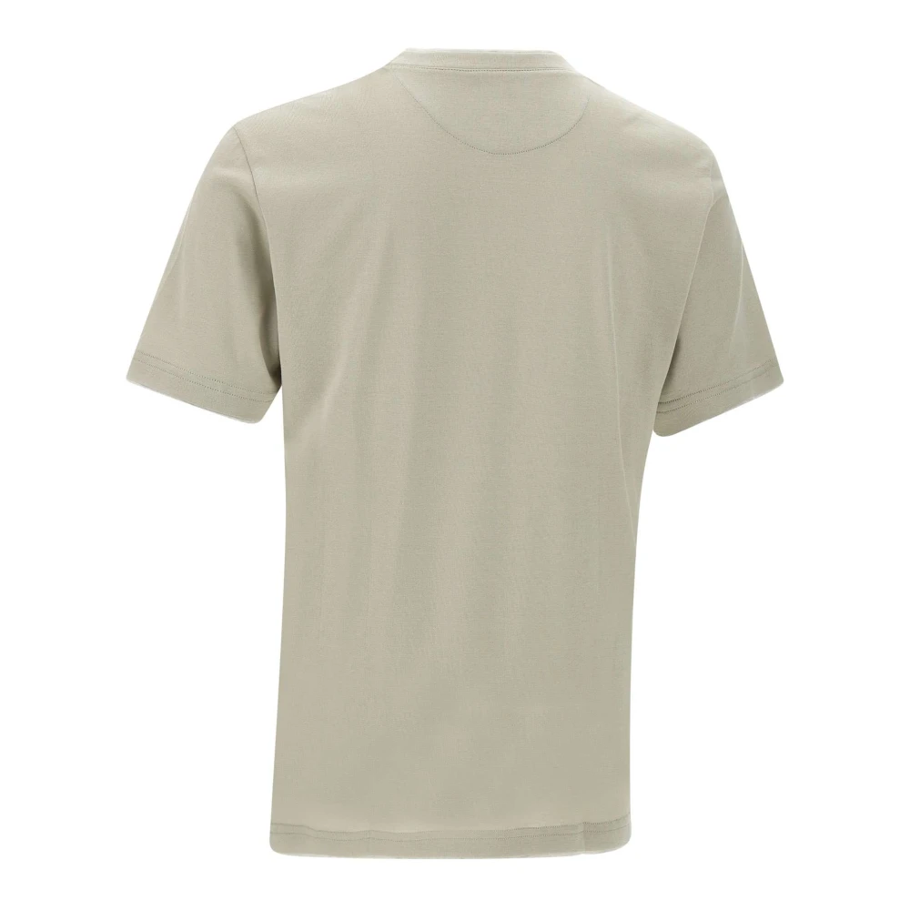 Eleventy Salie Katoenen T-shirt met Contrasterende Profielen Beige Heren