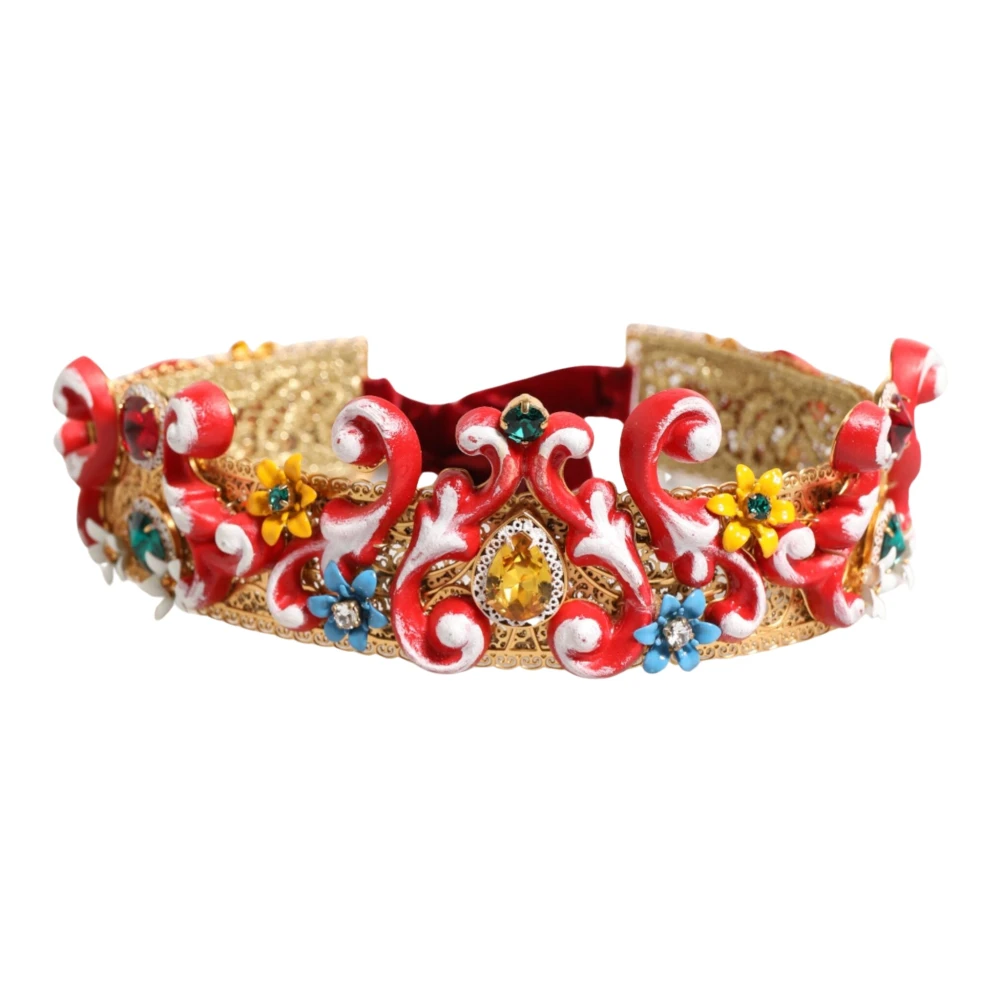 Dolce & Gabbana Women's Red/Gold Carretto Crystal Tiara Headband