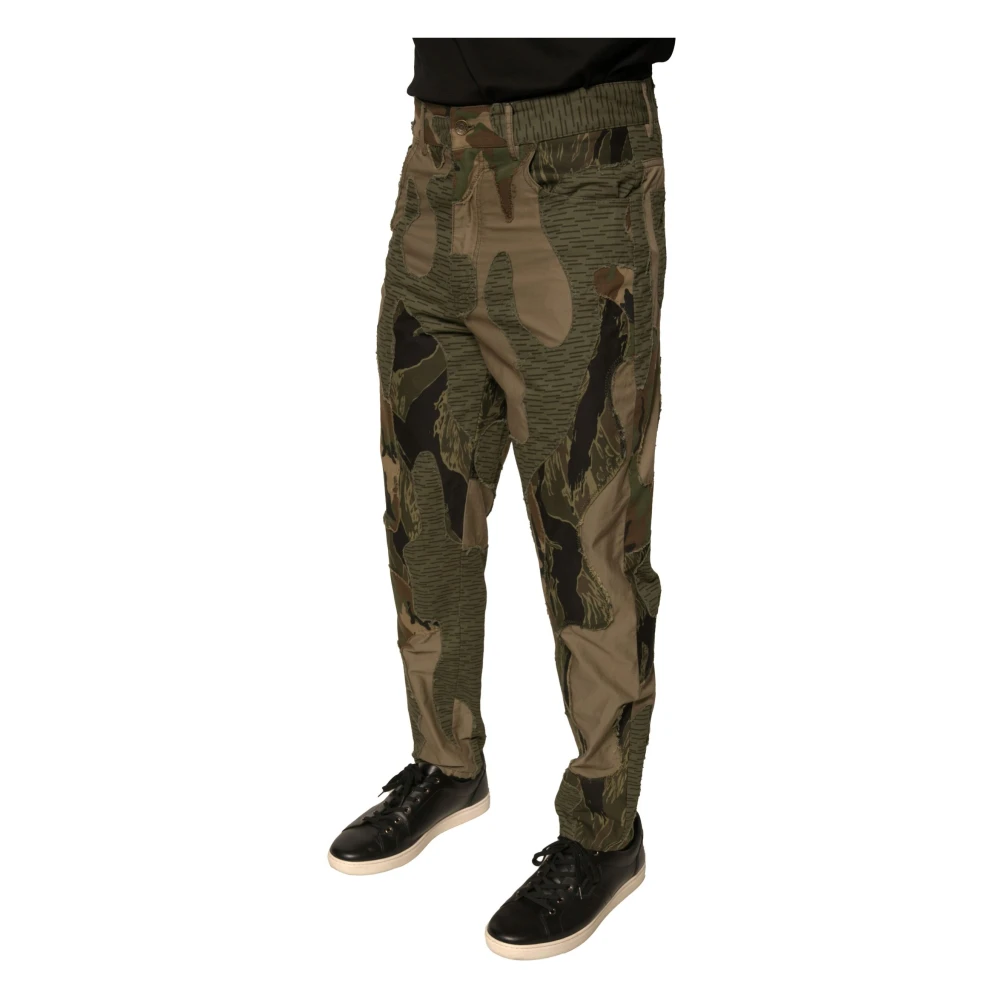 Dolce & Gabbana Camouflage Skinny Broek met Knoopsluiting Multicolor Heren
