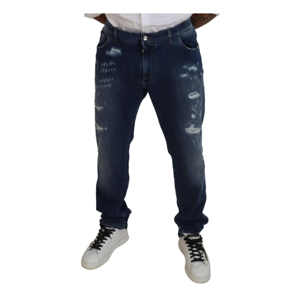 Dolce & Gabbana Elegante Blauwe Skinny Jeans Blue Heren