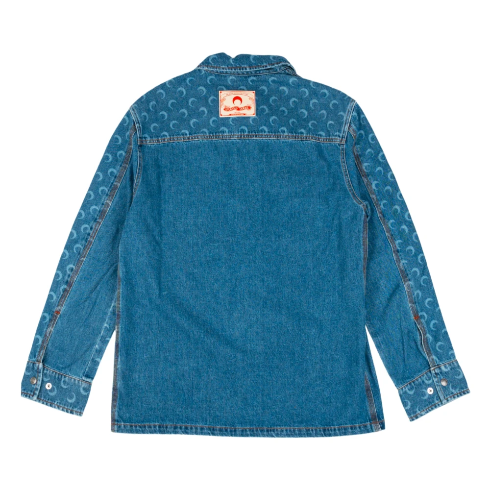 Marine Serre Denim Moon Laser Overshirt Blue Heren