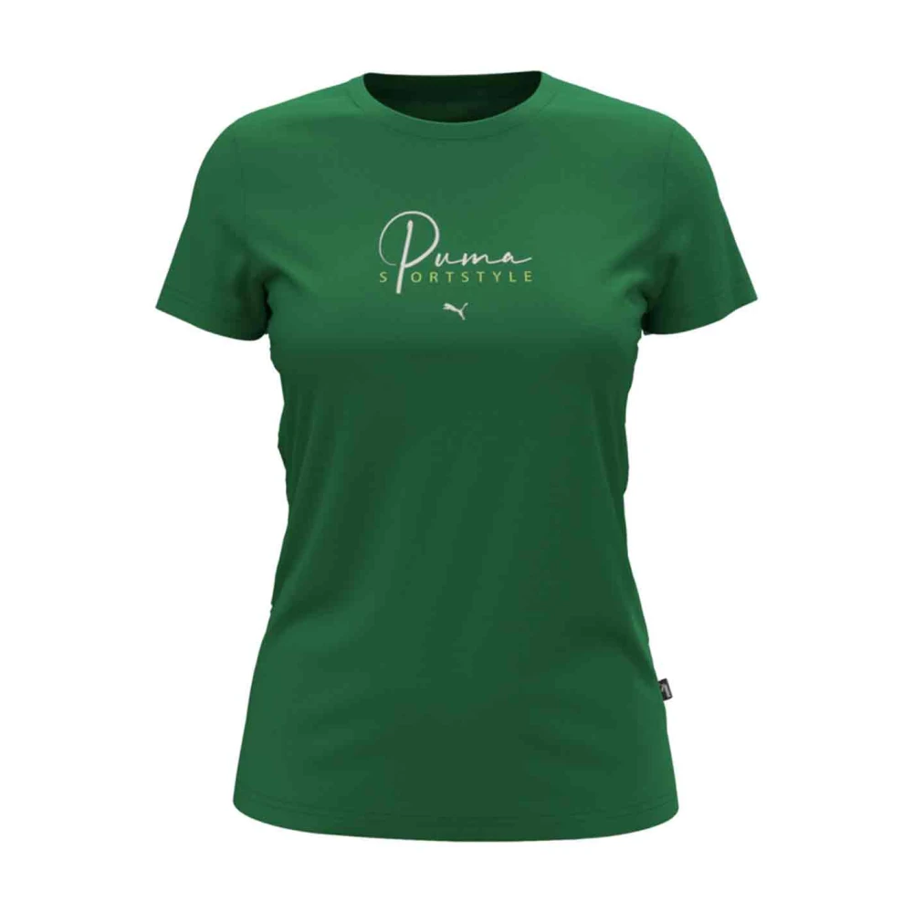 Puma Groene T-shirt met Logoprint Green Dames
