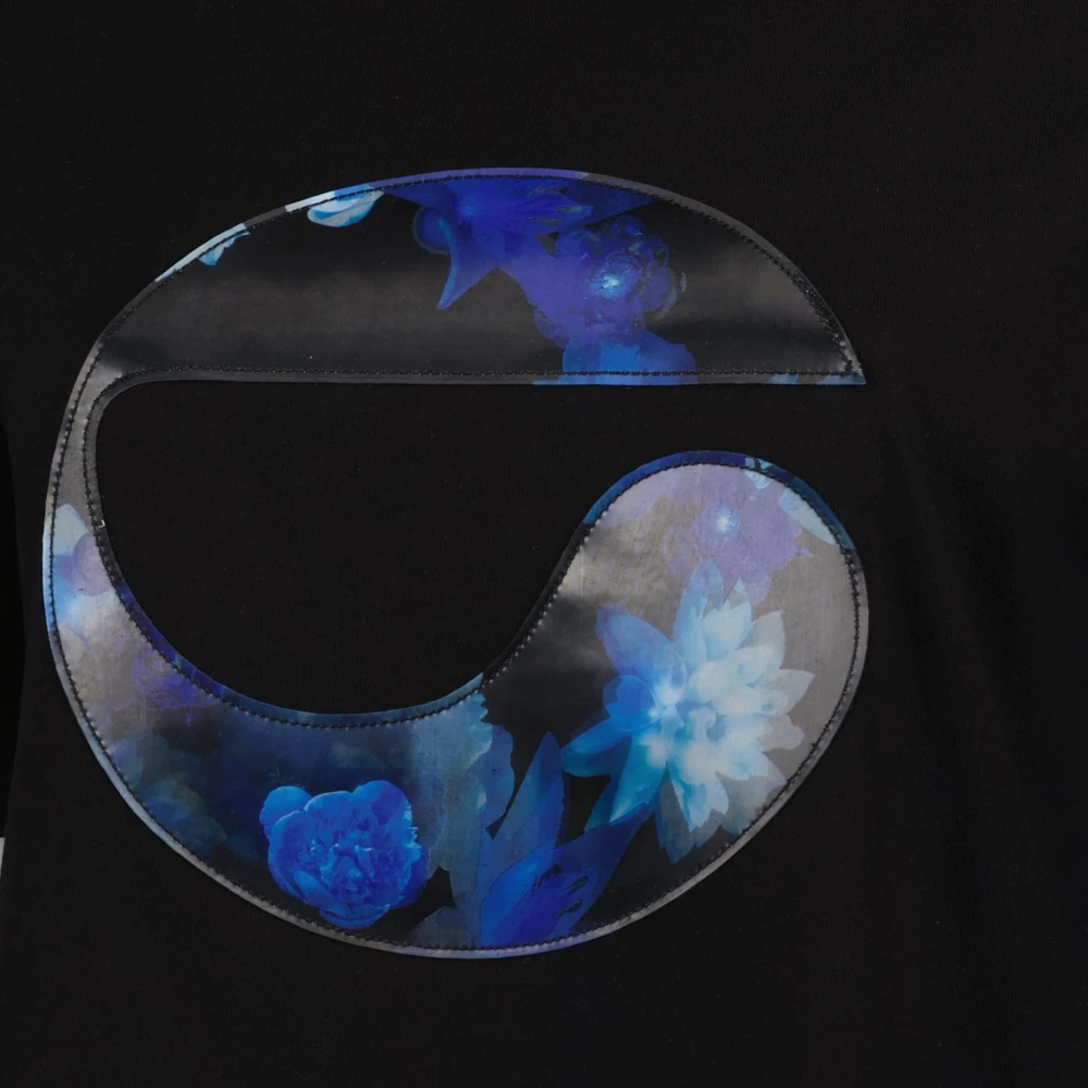 Coperni Holografisch Oversized Bloemenlogo T-shirt Black Dames