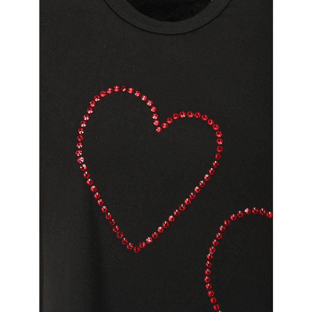 Comme des Garçons Hart Motief Kristal Crew-Neck T-Shirt Black Dames