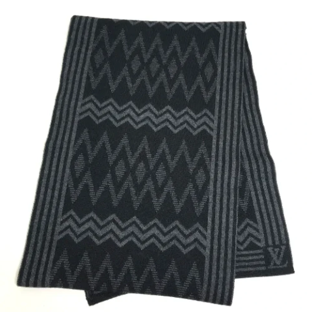 Louis Vuitton Vintage Pre-owned Wool scarves Black Dames