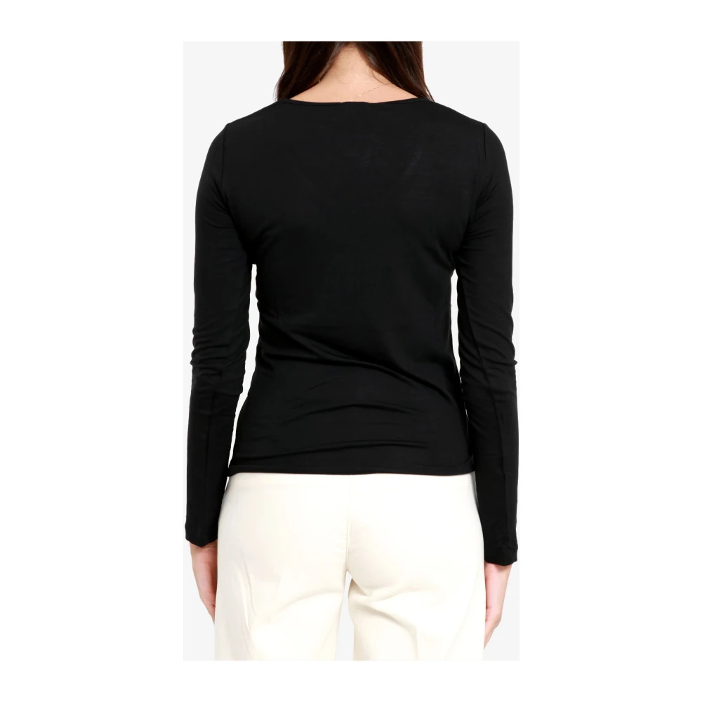Pennyblack Zwart V-hals T-shirt met lange mouwen Black Dames