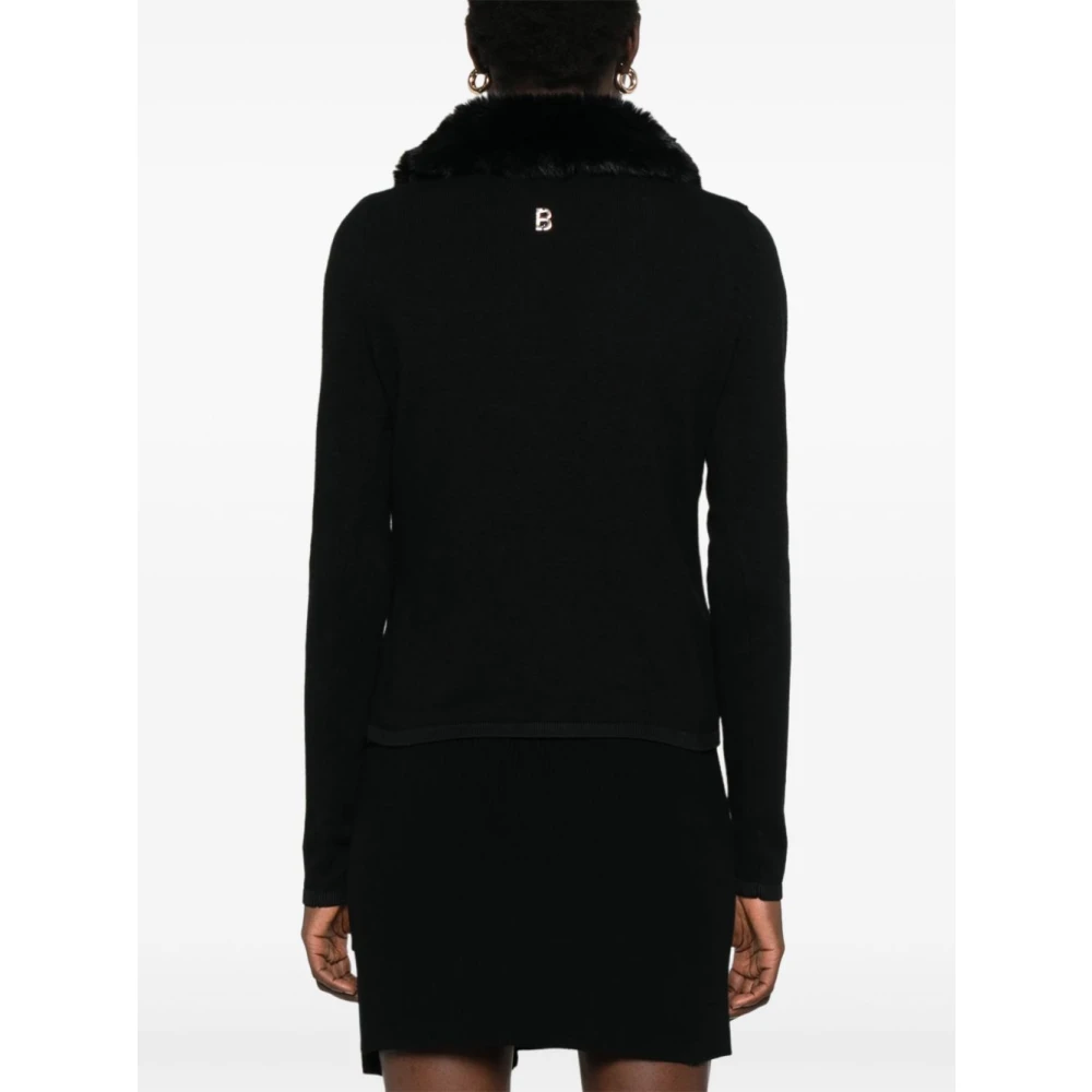 Blugirl Zwarte Gebreide Trui met Bloemenborduursel Black Dames