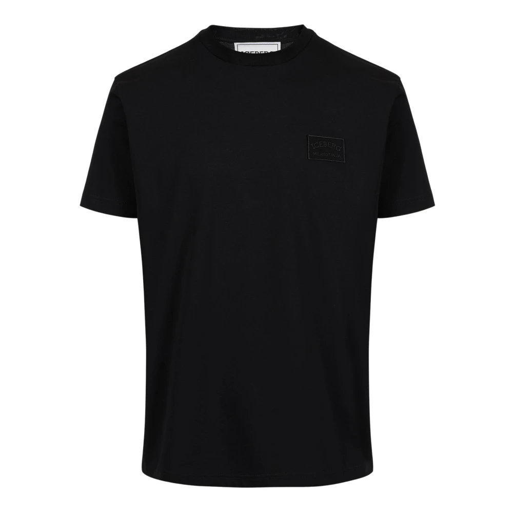 Iceberg Zwart katoenen jersey T-shirt met geborduurd logopatch Black Heren