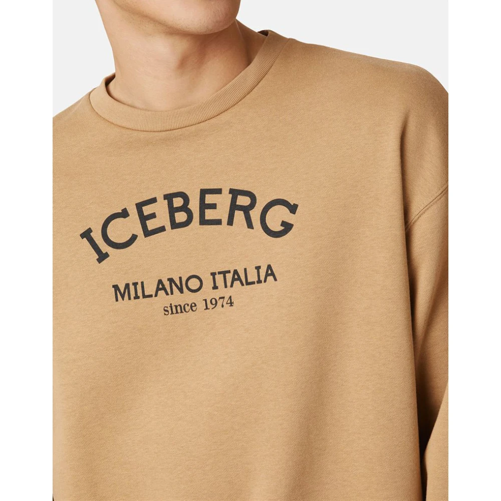 Iceberg Sweatshirt met ronde hals en logo Brown Heren