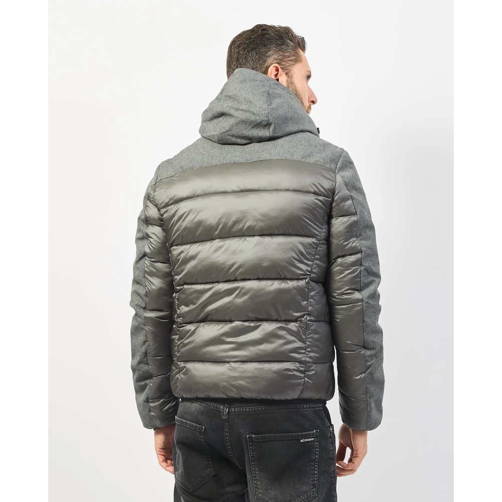 YES ZEE Grijze gewatteerde jas met softshell inzetstukken Gray Heren