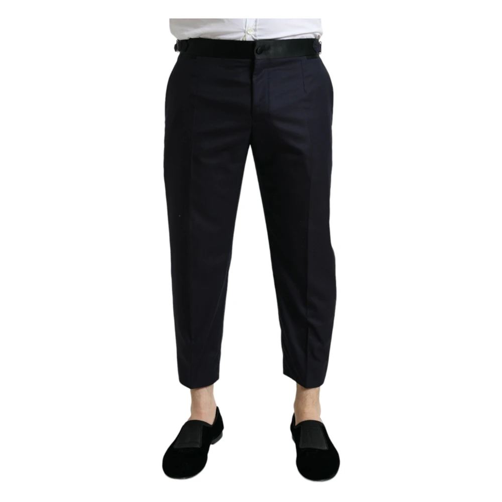 Dolce & Gabbana Elegante Geknipte Jurkbroek in Wol-Zijde Mix Blue Heren
