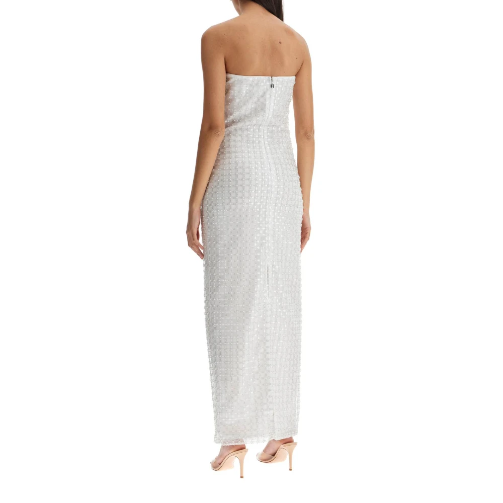 Rotate Birger Christensen Geborduurde Jurk met Pailletten van Tule White Dames