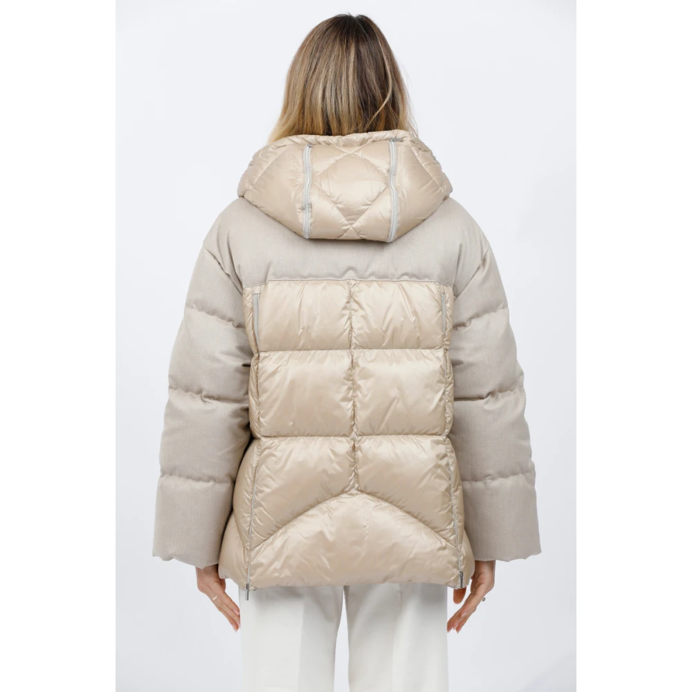 Diego M Gewatteerde jas met capuchon en ritsen Beige Dames