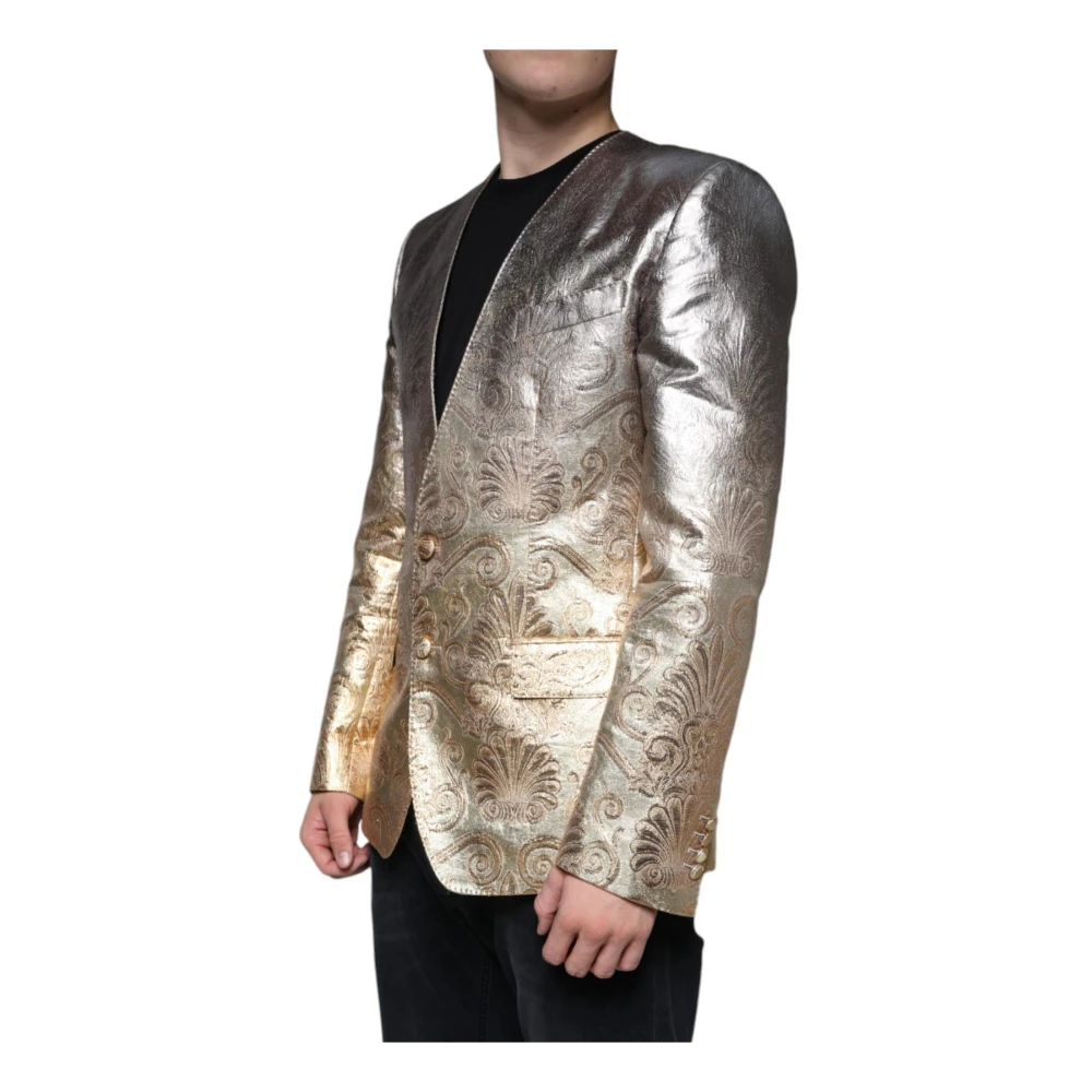 Dolce & Gabbana Gouden Slim Fit Blazer met Twee Knopen Yellow Heren