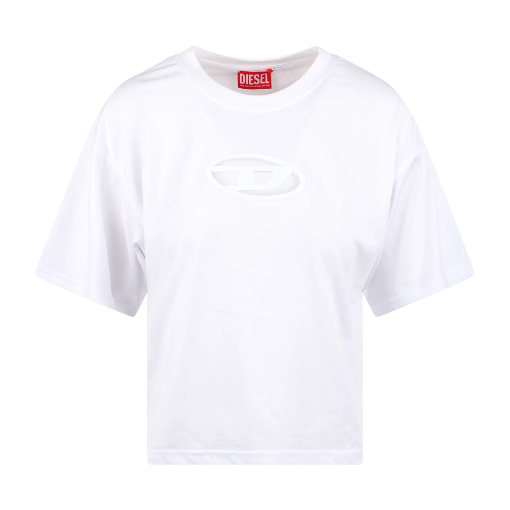 Diesel Logo Cut-Out T-Shirt White Dames