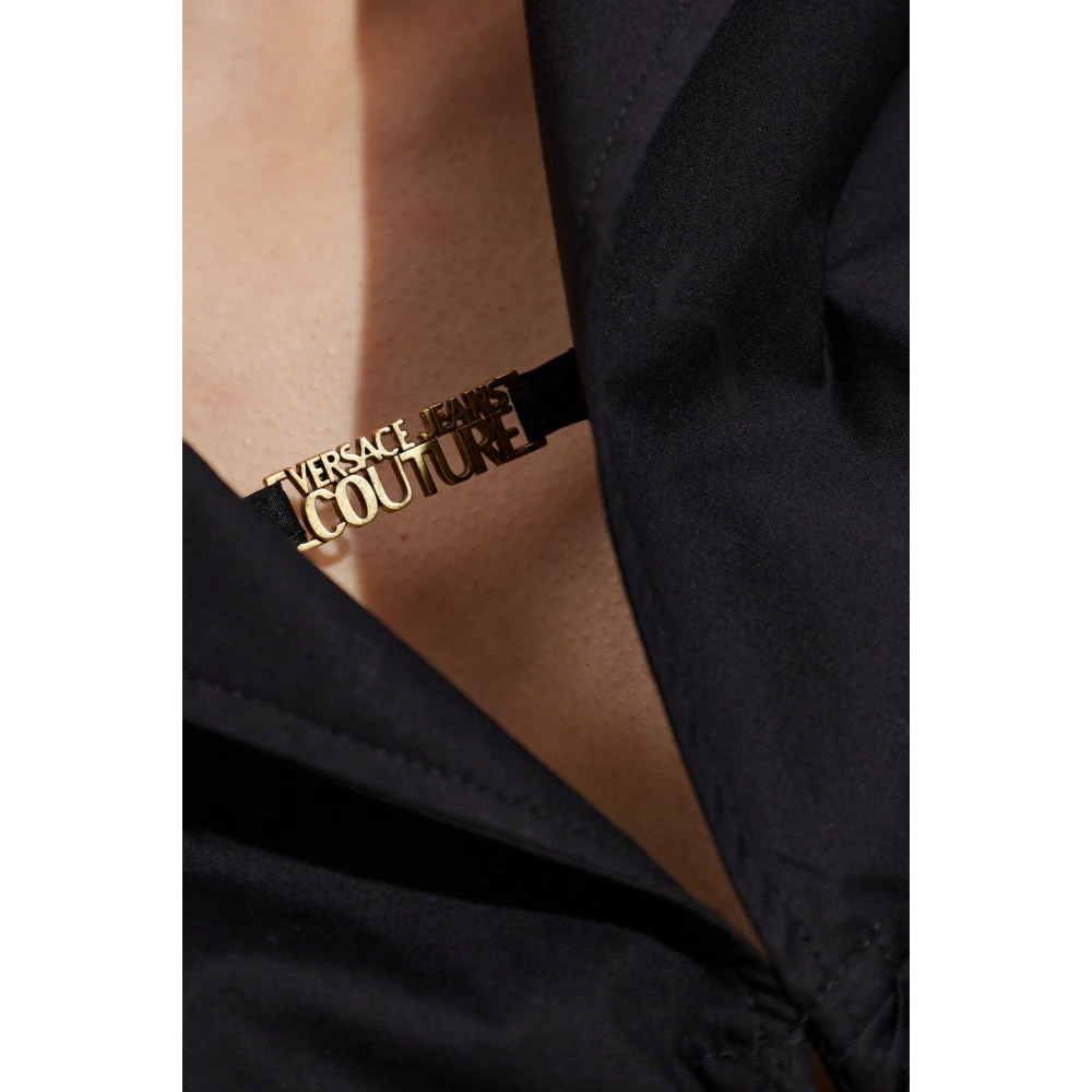 Versace Jeans Couture Katoenen shirt met drapering Black Dames