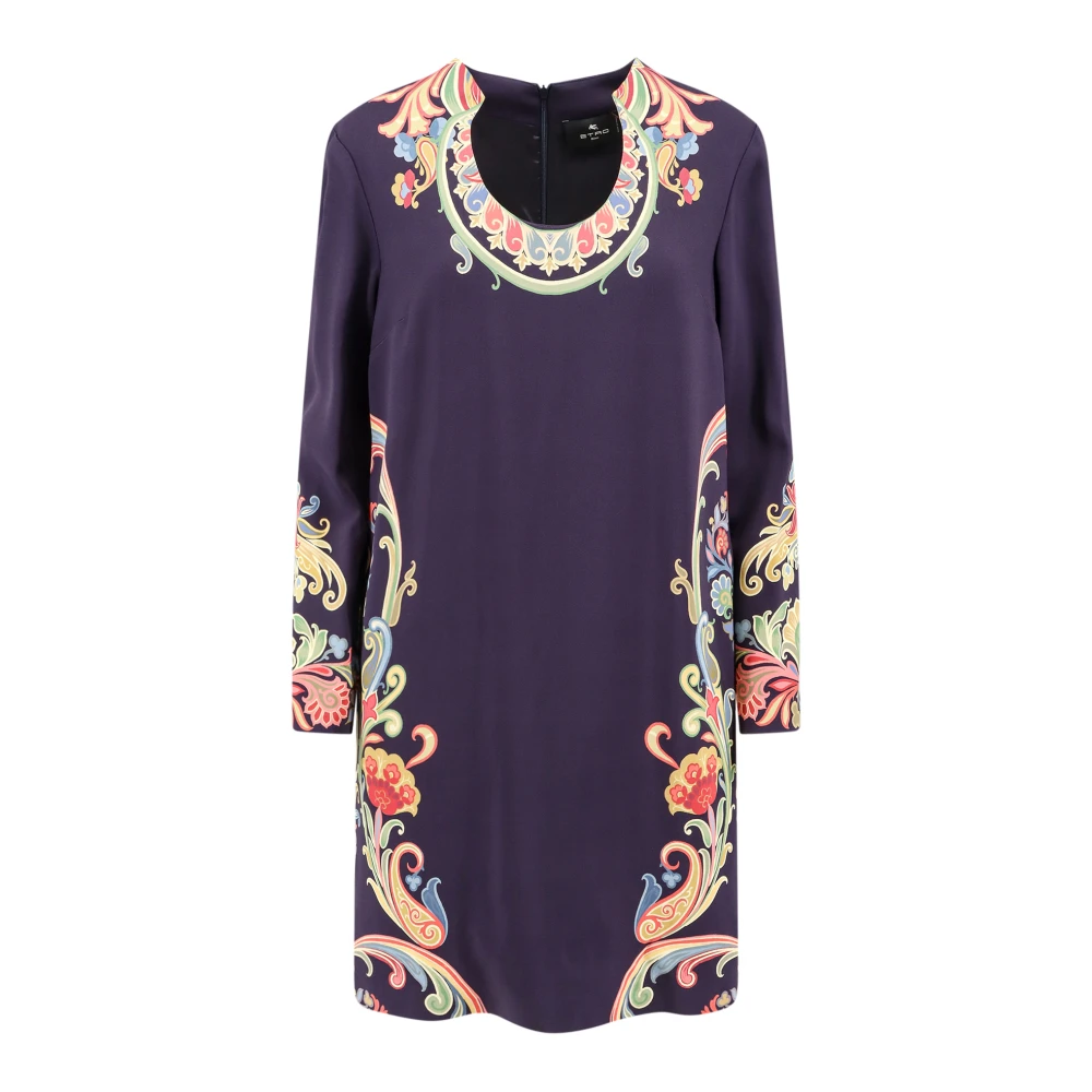 ETRO Iconische Multicolor Viscose Jurk Blue Dames