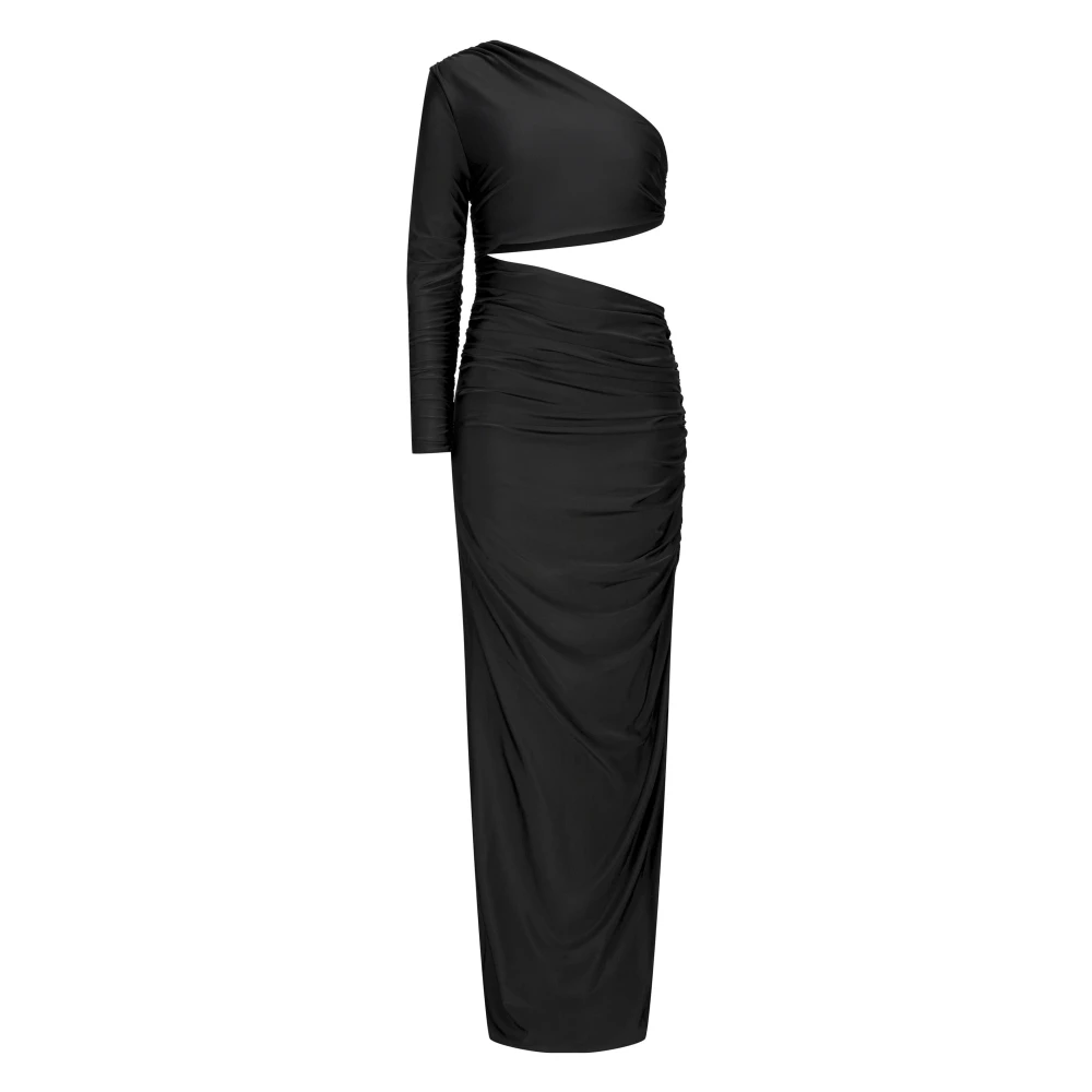 Nicowa Elegante One-Shoulder Maxi Jurk met Cut-Out Black Dames