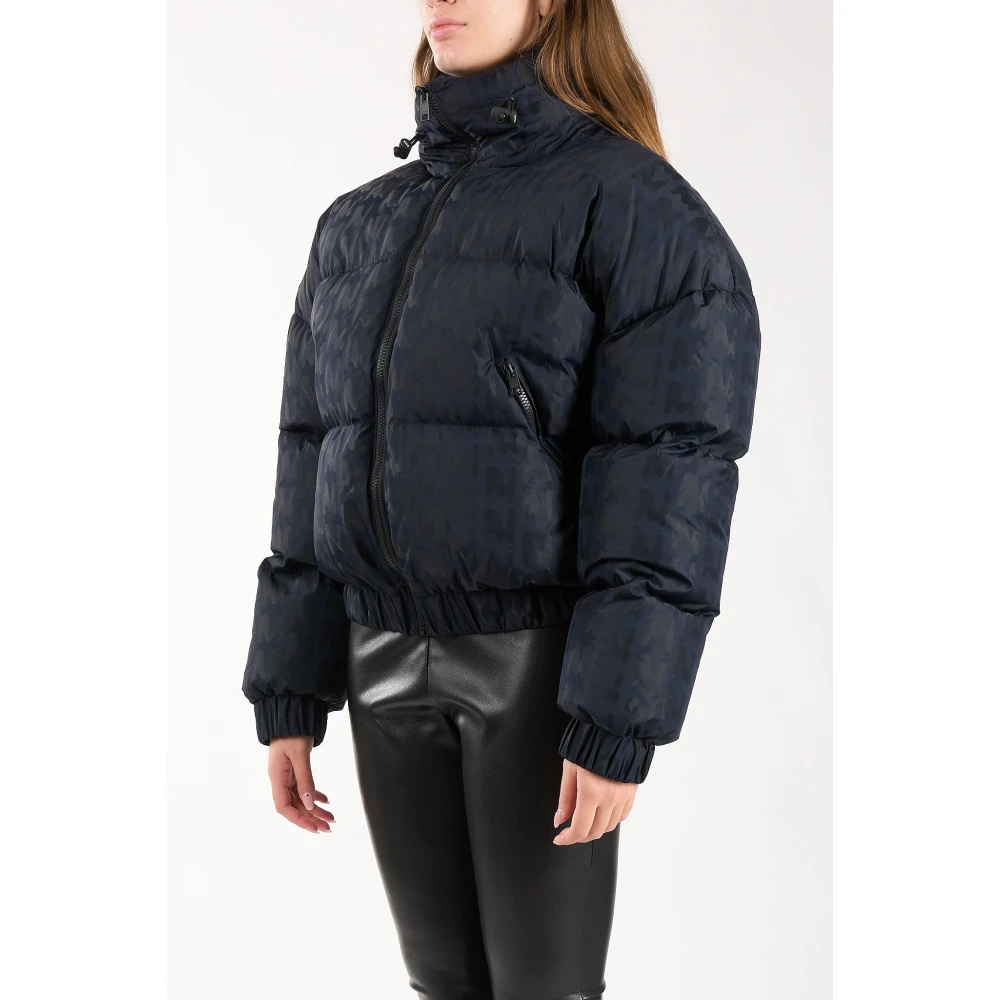 Msgm Nylon gewatteerde jas met all-over logoprint Black Dames
