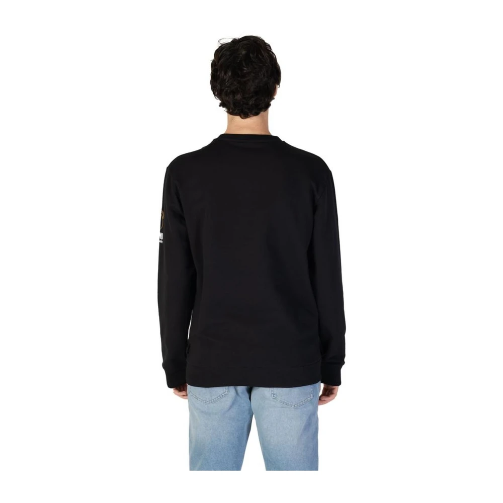 Moschino Zwarte Crewneck Katoenen Trui Black Heren