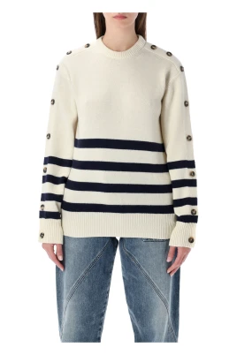 Buttoned Sleeve Breton Jumper