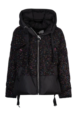 Svart Tweed Puffjacka