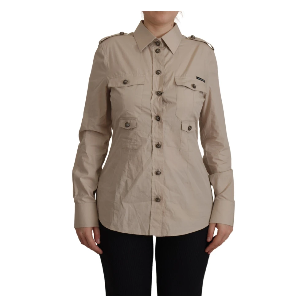 Dolce & Gabbana Women's Beige Shirts, Xl, Poplin Safari Shirt