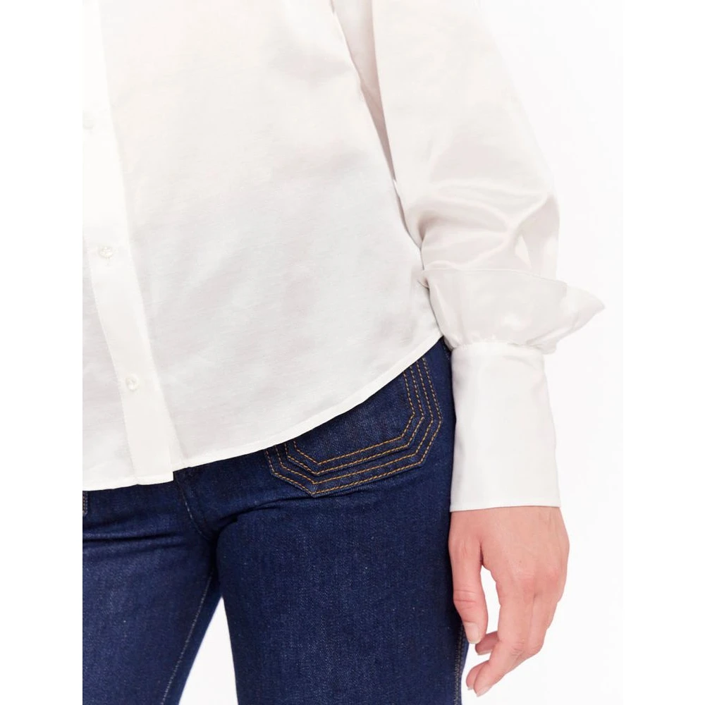 Ines De La Fressange Paris Moderne Gerimpelde Zijde Katoen Top White Dames