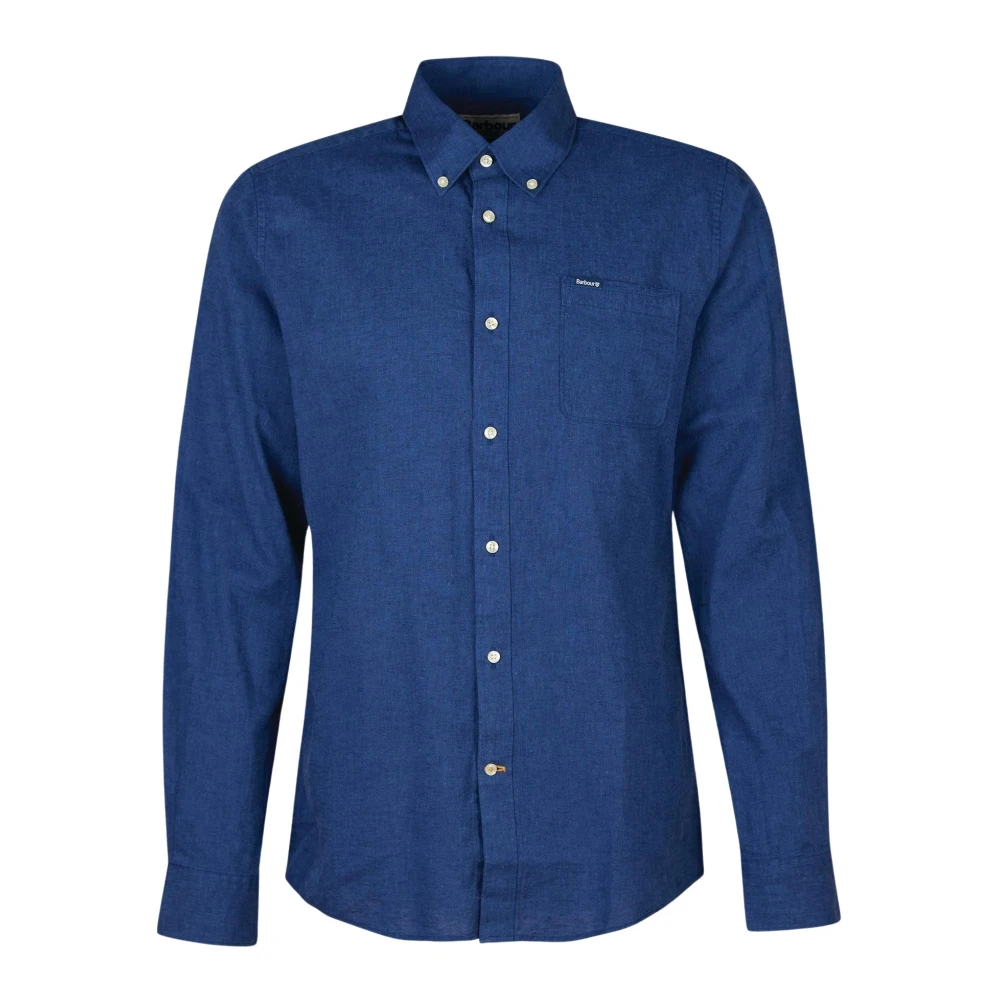 Barbour Op Maat Gemaakt Linnen Overhemd Blue Heren