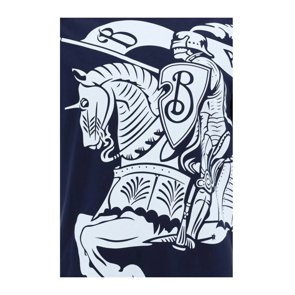 Burberry Iconisch Logo Katoenen T-Shirt Crew Neck Blue Heren
