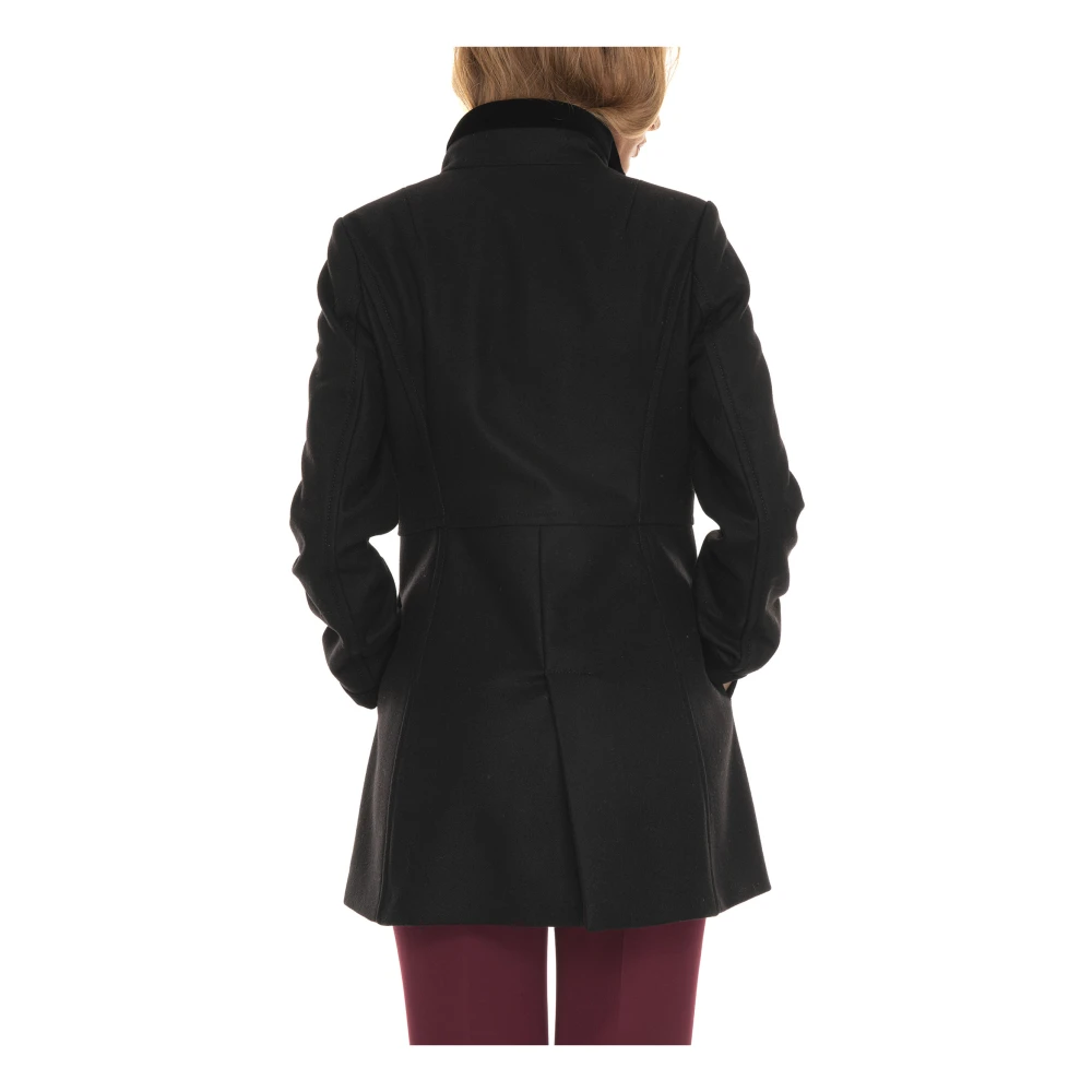 Fay Wollen Jas met Fluweel Black Dames