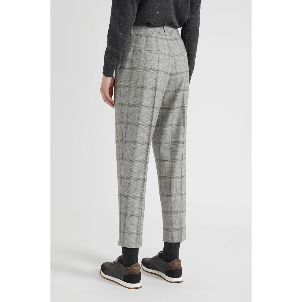 PESERICO Geruite wollen flanellen wortelbroek Gray Dames