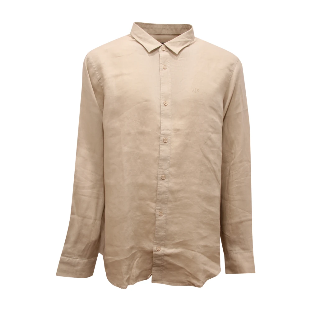 Armani Beige Regular Fit Linen Shirt - Male - Casual Shirts - Xl - Shirts