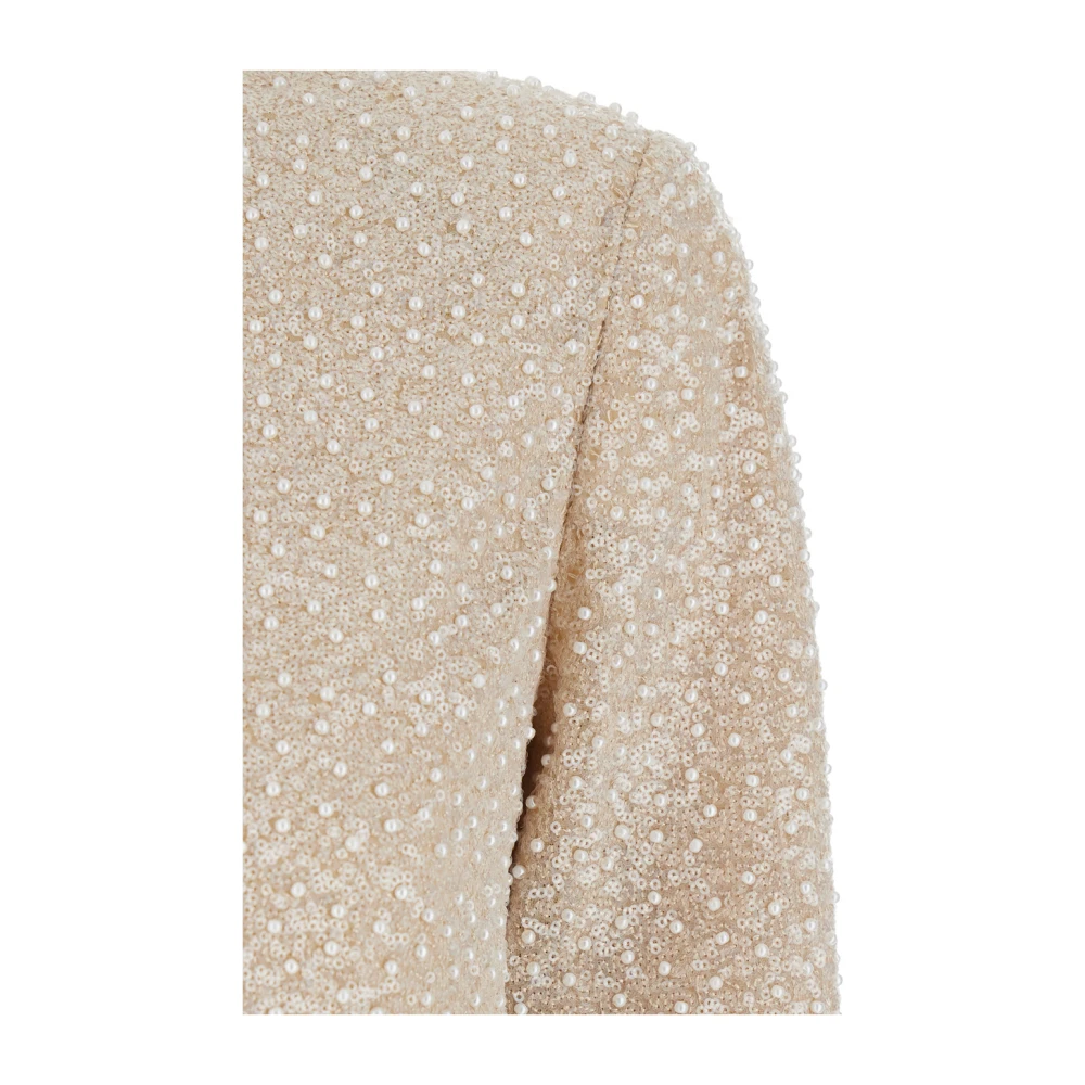 Twinset Beige Sequin Jas met Faux-Parel Versieringen Beige Dames