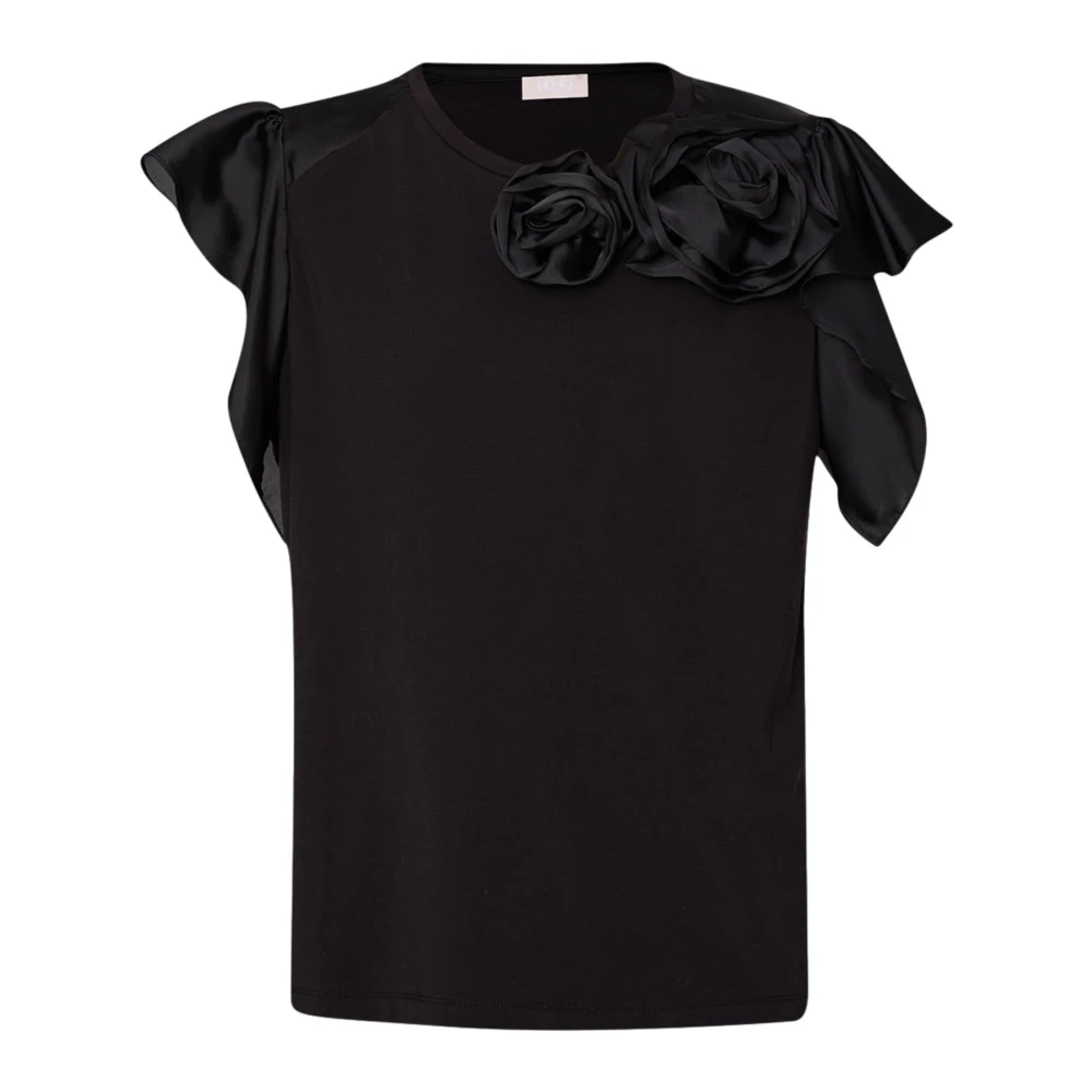 Liu Jo Katoen Elastaan T-shirt Black Dames