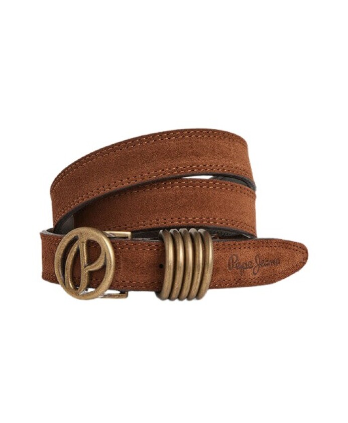 ceinture-en-daim-marron-avec-logo