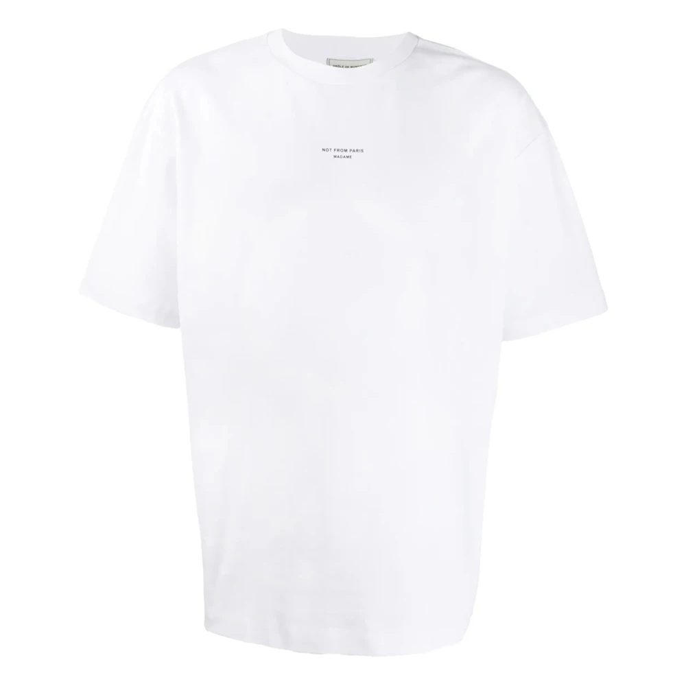 Drole de Monsieur Klassiek Print T-Shirt White Heren