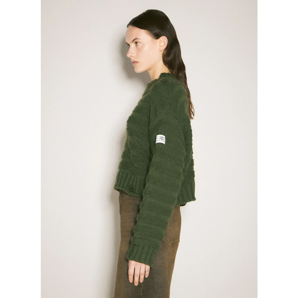 MM6 Maison Margiela Cropped Crewneck Sweater Green Dames