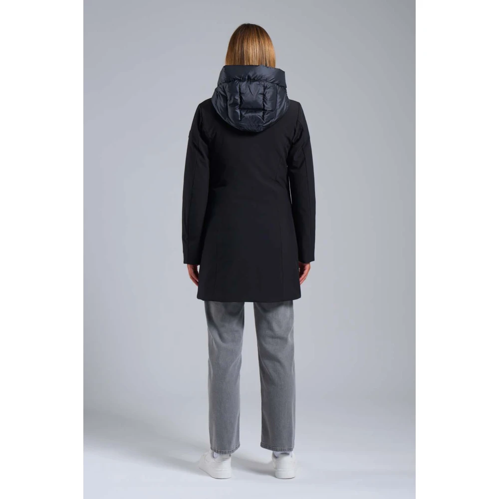 Ciesse Piumini Mire 2.2 Lange zwarte softshell jas met capuchon Black Dames