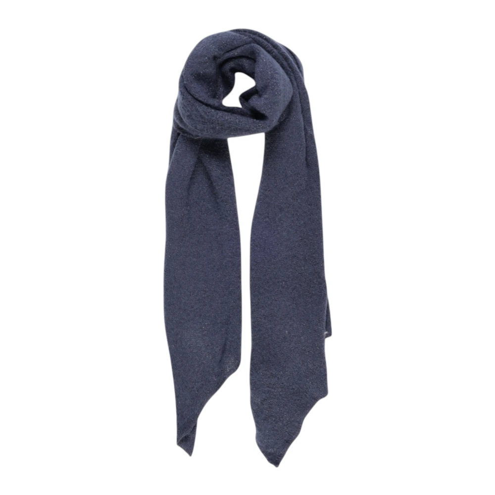 Pieces , Scarves, Female, Blue, One Size, Blue Polyester Knitted Scarf - Image 3