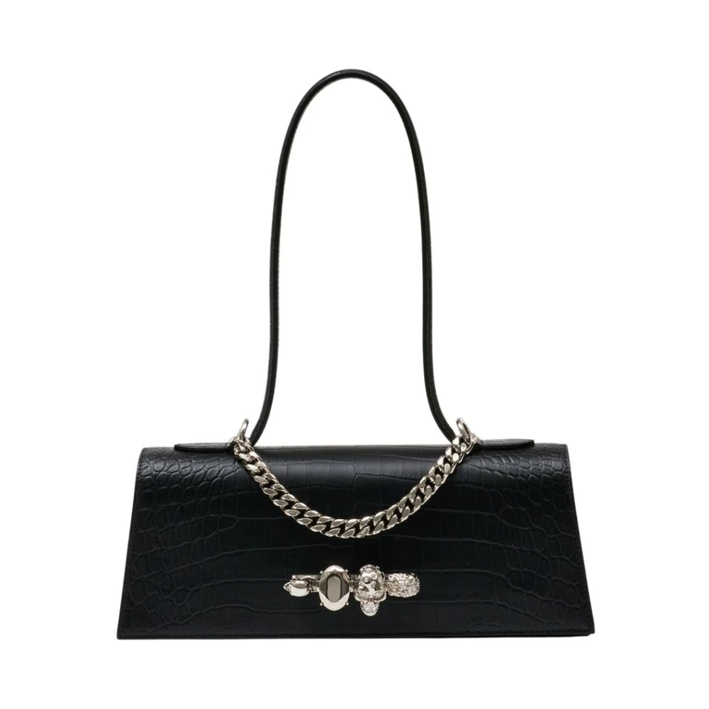 Alexander Mcqueen Women's Black Shoulder Bags, One Size, Jewelled Top Handle
