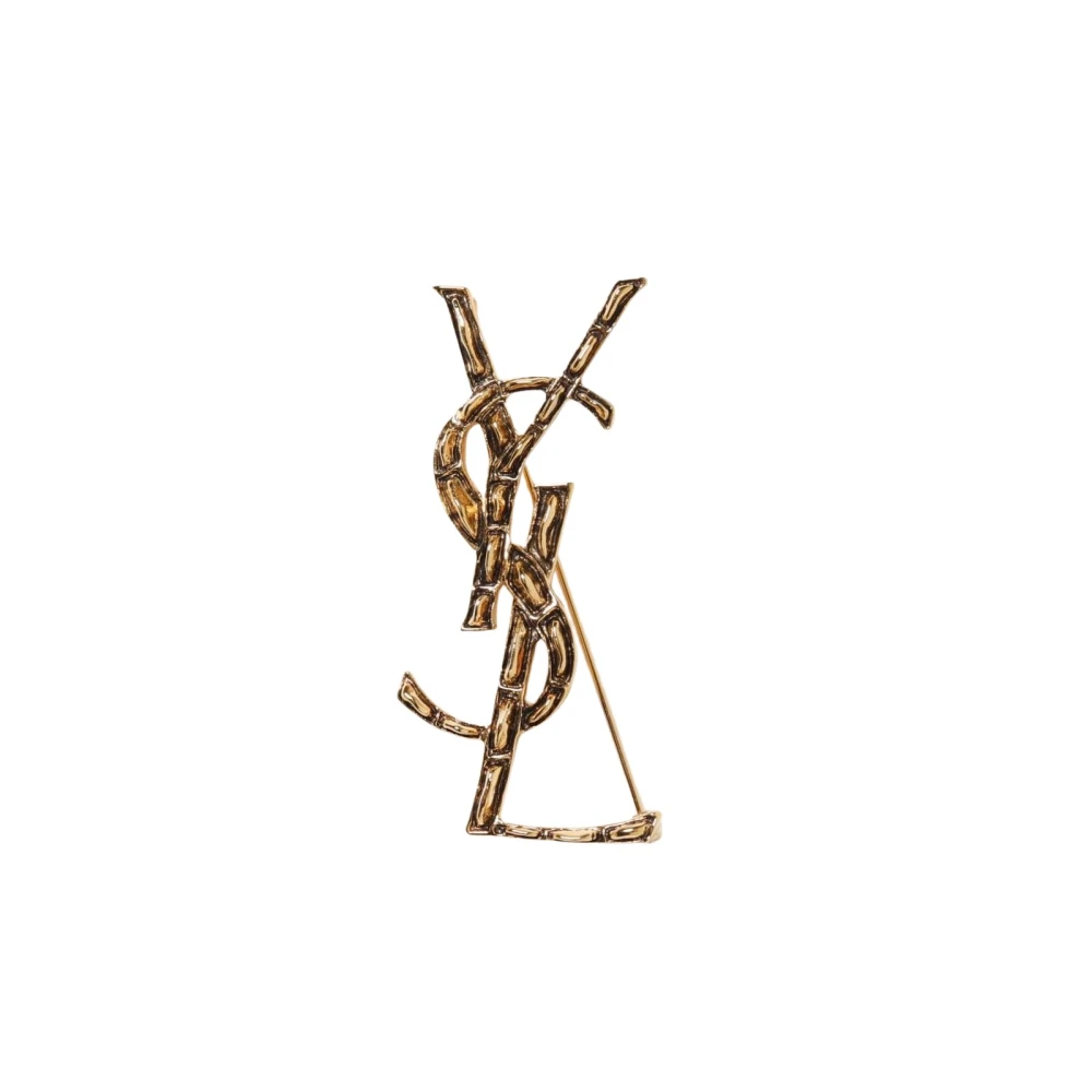 Saint Laurent Women's Yellow Logo Brooch Pin