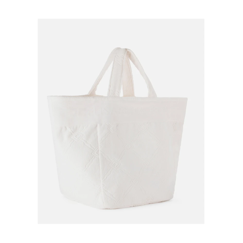 Elisabetta Franchi Chique Jacquard Tote Shopper Tas White Dames